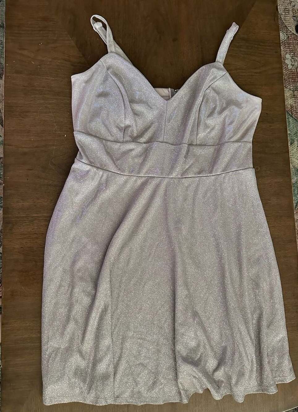 Trixxi Clothing Company Women's Plus Size 1X Silver Sparkle Glitter Skater Dress